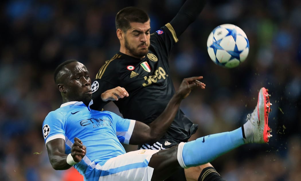 Bacary Sagna of Manchester City and Alvaro Morata of Juventus 2015.