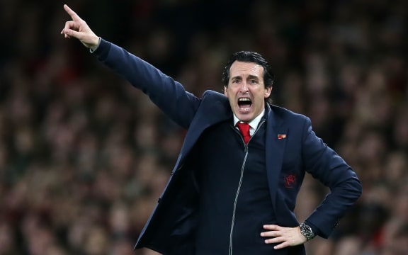 (FILES) In this file photo taken on November 11, 2018 Arsenal's Spanish head coach Unai Emery gestures on the touchline during the English Premier League football match between Arsenal and Wolverhampton Wanderers at the Emirates Stadium in London on November 11, 2018.