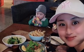 Victoria Chen and her son Byran, 1.