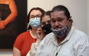 Karl Pearce speaks last year at the opening on an art exhibition that included a work featuring his son, Braden.