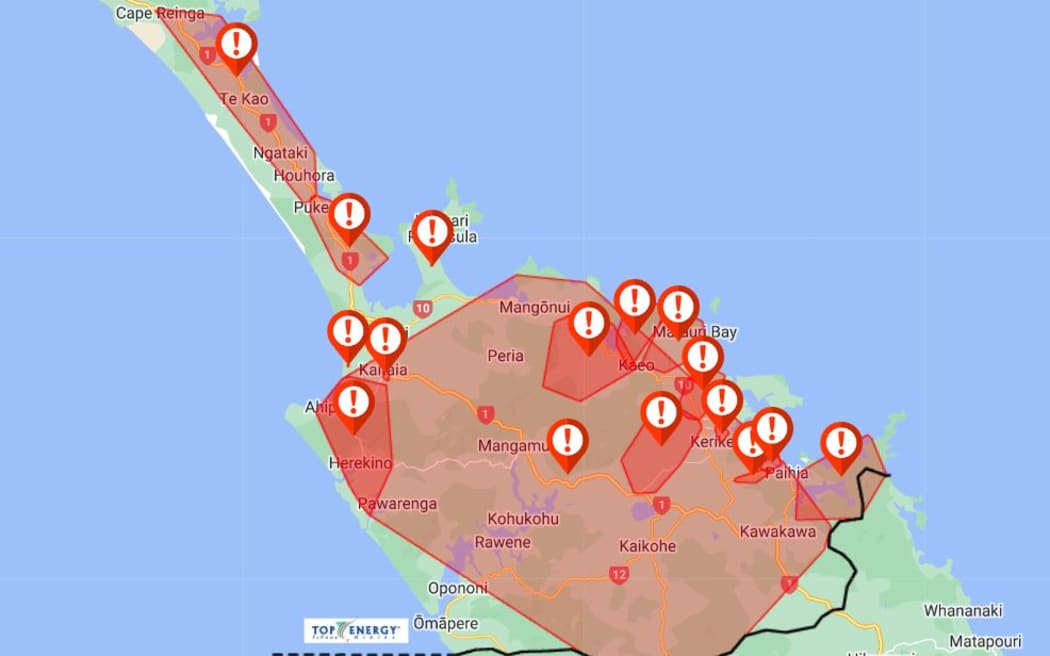 Power outage in Northland as of 4.30pm on 20 June 2024.