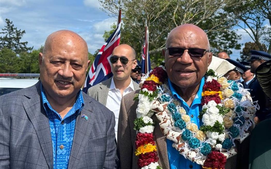Fiji prime minister Sitiveni Rabuka and Fiji high commissioner to New Zealand, Ratu Inoke Kubuabola.