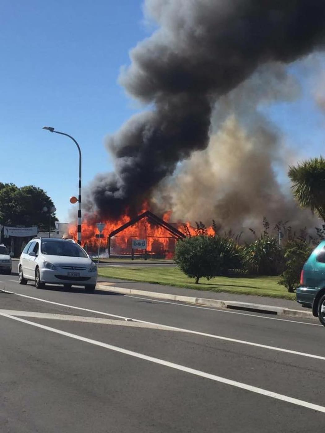 Photos posted on social media show the fire at Te Wānanga o Raukawa in Otaki on 25 January 2016.
