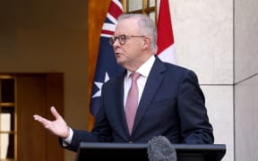 Australia's Prime Minister Anthony Albanese during a press conference at Parliament House in Canberra.