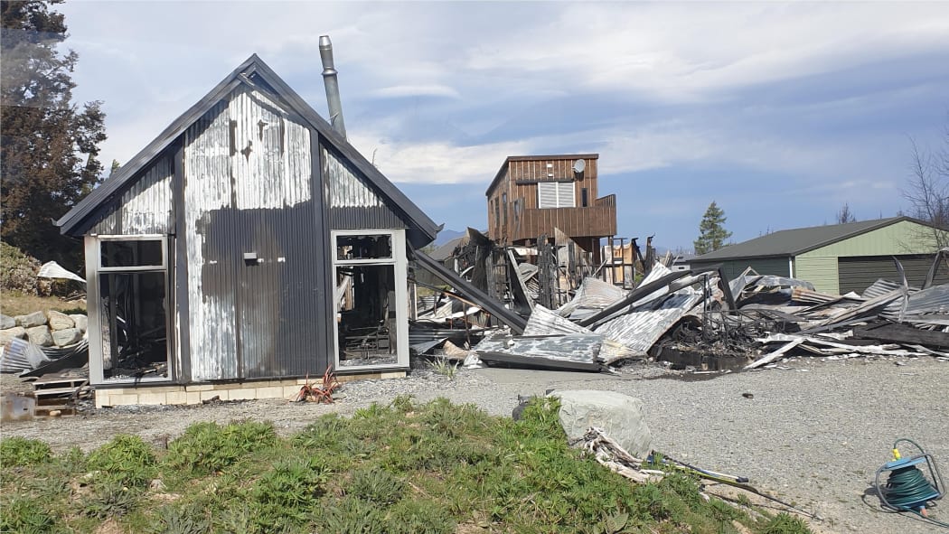 A house damaged by the fire at Lake Ohau village.