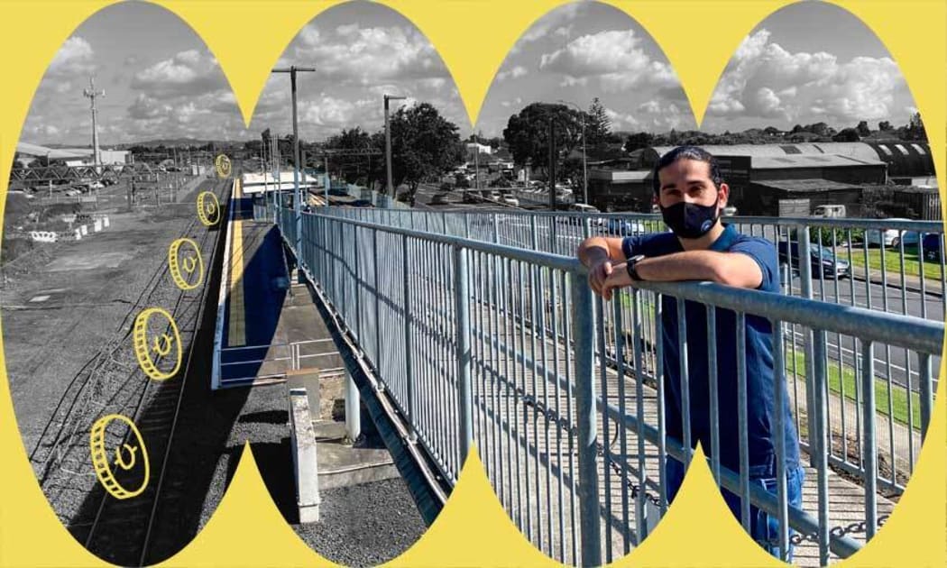 Auckland university student Alan Shaker at Papatoetoe train station.