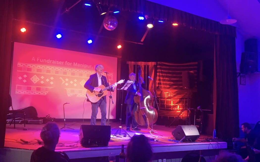 Musicians performing at the fundraiser for Manipur