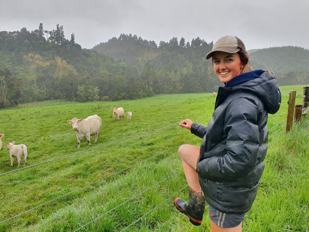 Heather Gee-Taylor with her Charolais cattle
