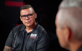 Dave Letele in studio with Guyon Espiner.