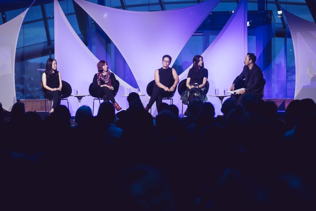 Panellists Lisa King, Dame Diane Robertson, Dr Teuila Percival, Dr Lisa Marriott, and moderator Dr Damon Salesa.
