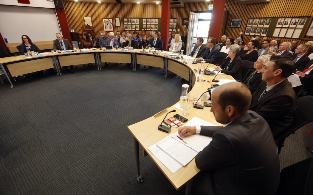 27102022 News Photo: Anthony Phelps/STUFF.  The first full meeting of the new 2022 Marlborough council in Blenheim. Mayor Nadine Taylor swore in councillors and her new deputy David Croad.