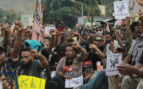 Protesters in Jayapura.