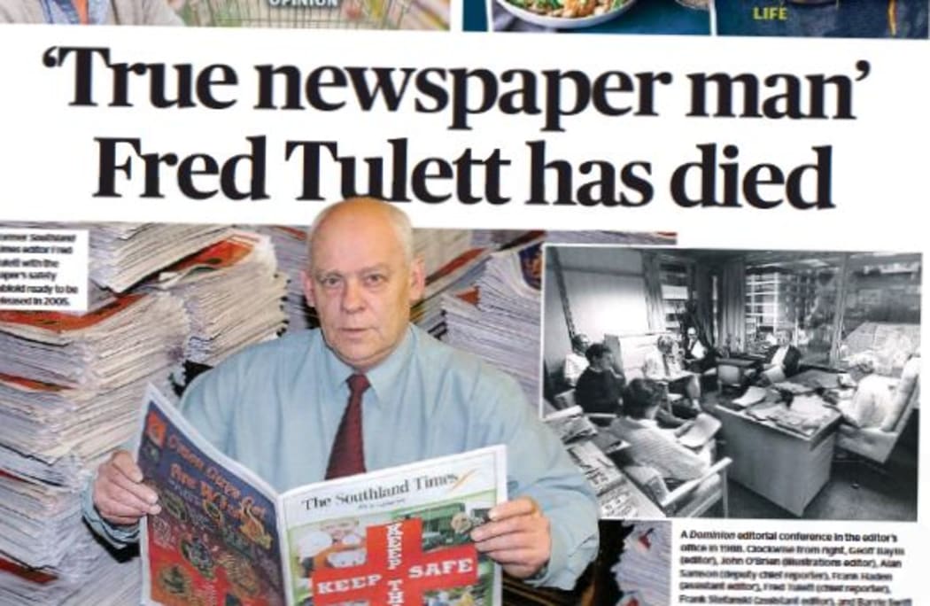 The news of Fred Tulett's death - and an account of his life - filled the Southland Times from page last week.