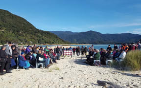 Awaroa beach gifting ceremony.