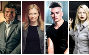 From left, Conductor Giancarlo Guerrero, Conductor Gemma New, Organist Cameron Carpenter, Pianist Valentina Lisitsa
