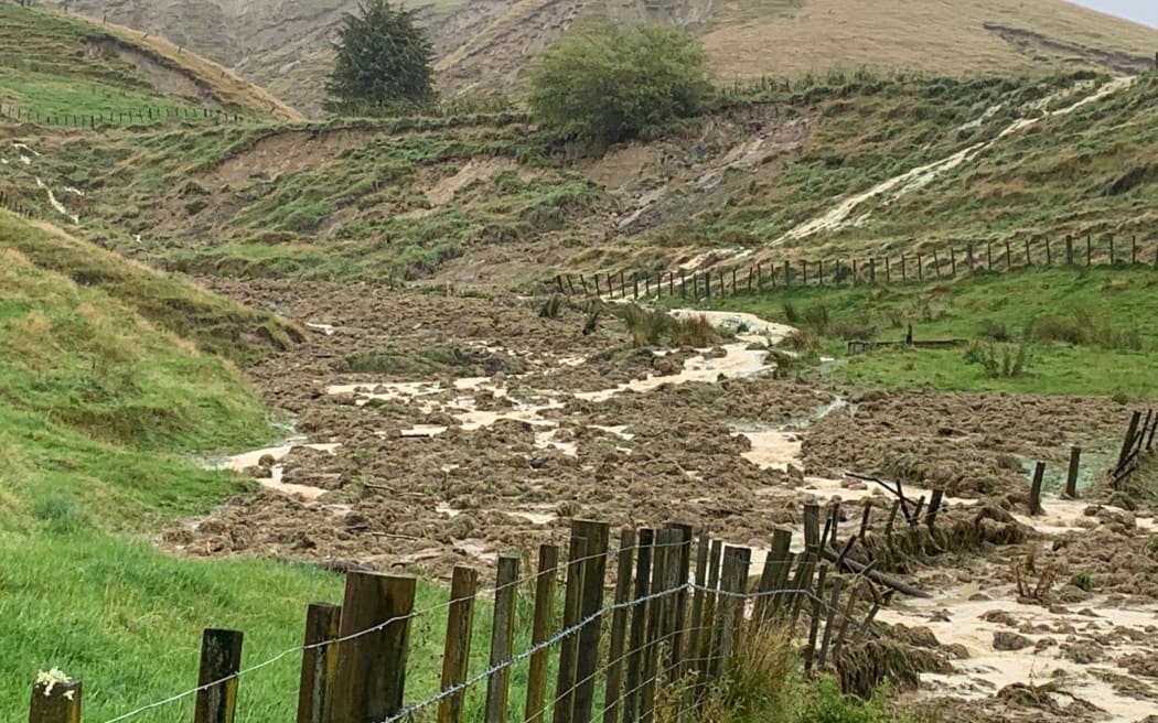 The fences at Pāmu's Edenham farm has been damaged by Cyclone Gabrielle.