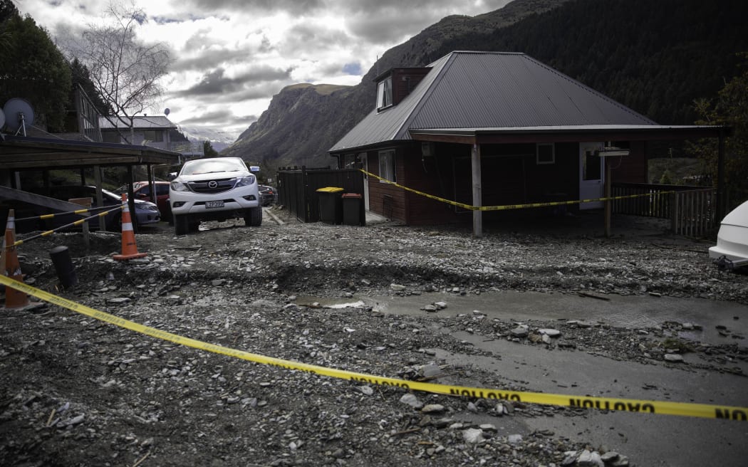 Slip debris covers Reavers Lane in Queenstown after heavy rains.