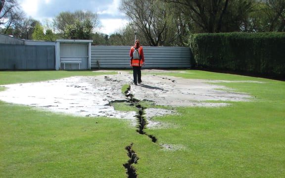 Liquefaction at the Kaiapoi Croquet Club in 2010.