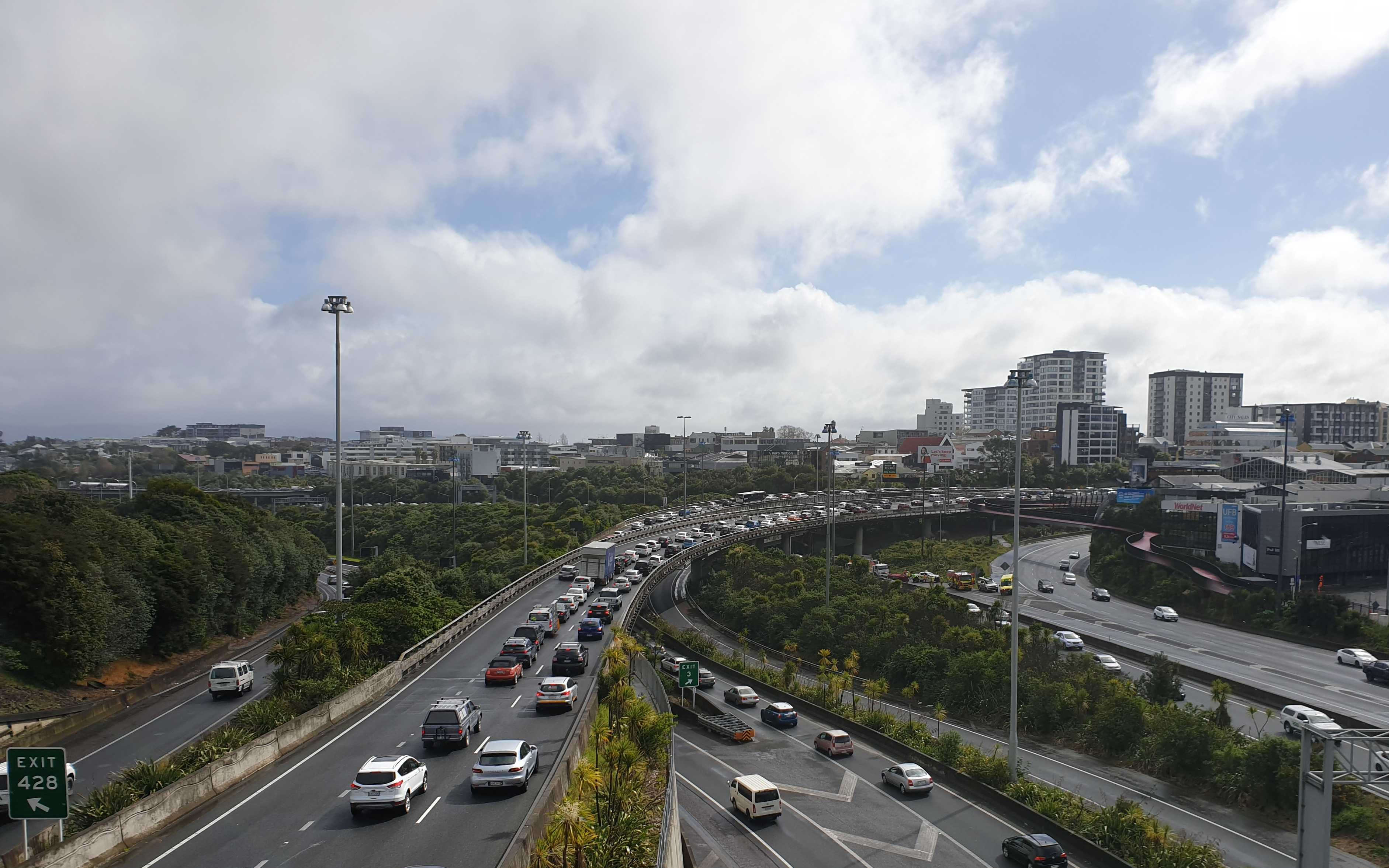 Heavy traffic flows northbound from Auckland city after a crash over the Harbour Bridge caused lane closures.