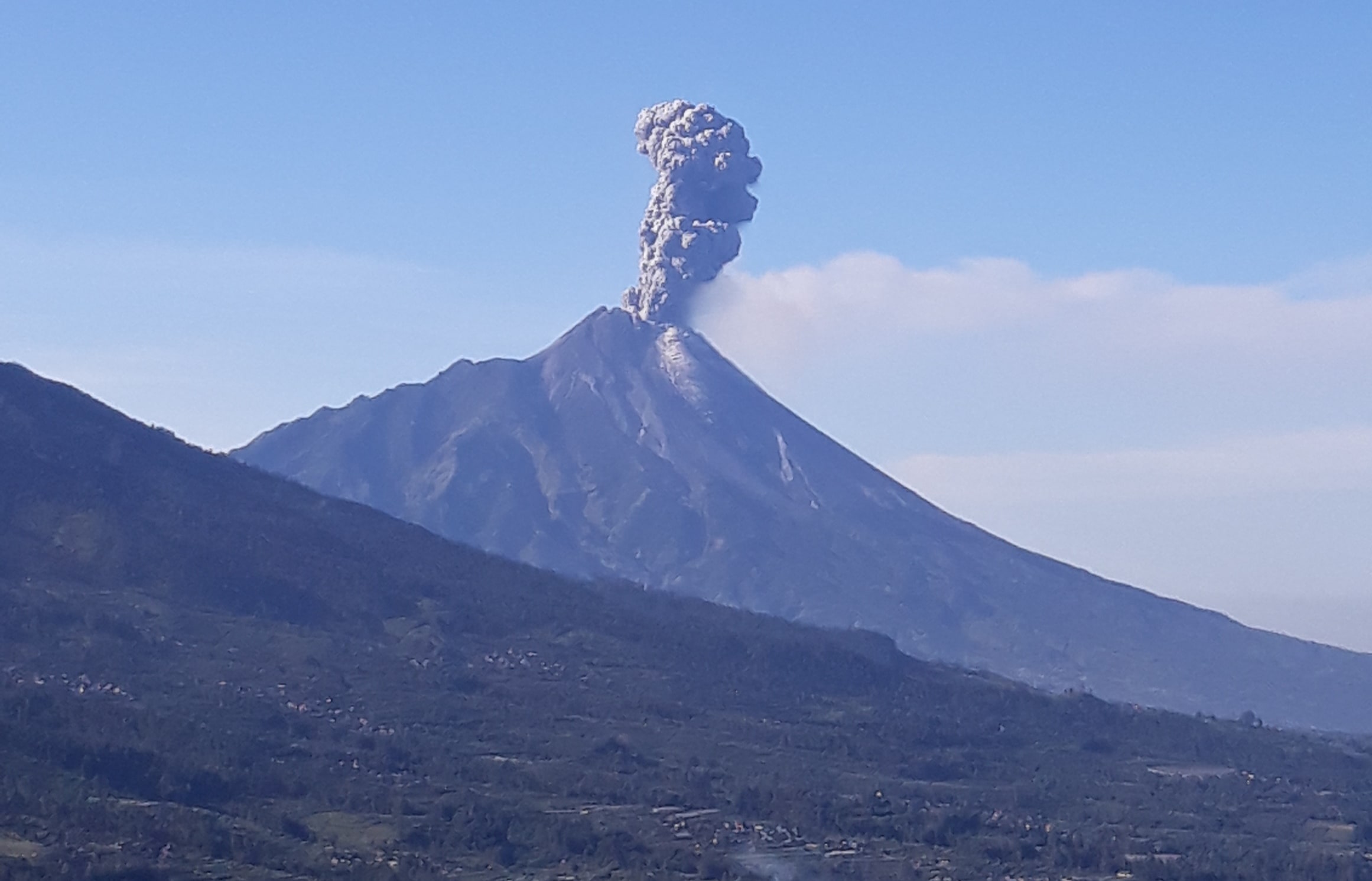 Mount Merapi spews ash following an eruption on May 11, 2018 in Yogyakarta, Indonesia.