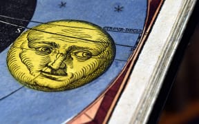 A splendidly illustrated apian from 1540 from the astronomical-astrological collection in the Marienbibliothek library in Halle/Saale, germany, 6 October 2016. The library that was founded in 1552 is a historical-scientific protestant church libraty. It is the oldest and with its 36,000 books also the biggest of its kind in Germany that has been open to the public without interruption. PHOTO: HENDRIK SCHMIDT/dpa (Photo by HENDRIK SCHMIDT / DPA / dpa Picture-Alliance via AFP)