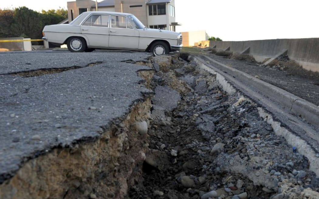 Christchurch earthquake crack in road