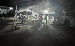 Tents set up in the carpark of the Vanuatu National Disaster Management office to house the numerous bi-lateral, multi-lateral and non-government agencies providing support to the earthquake response in Port Vila.