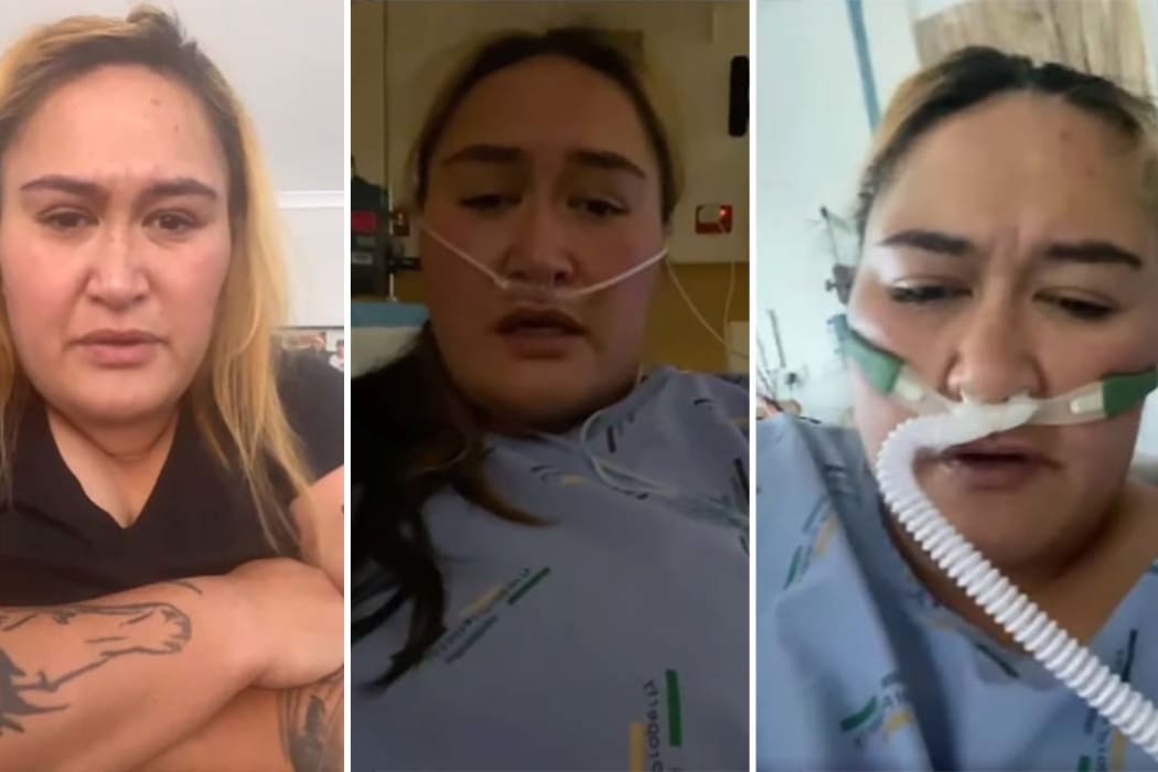 Three different pictures of Karina Haira, all at differing levels of illness.