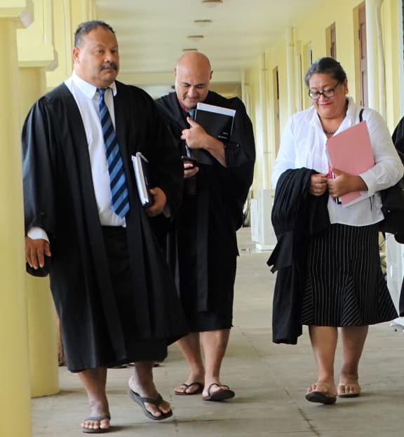 Former Attorney General Taulapapa Brenda Heather Latu right leading the FAST party legal challenge against holding a second election.