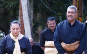 Ratu Finau Mara, right, with his cousin Tonga's Princess Pilolevu at his mother's funeral in Fiji in 2004.