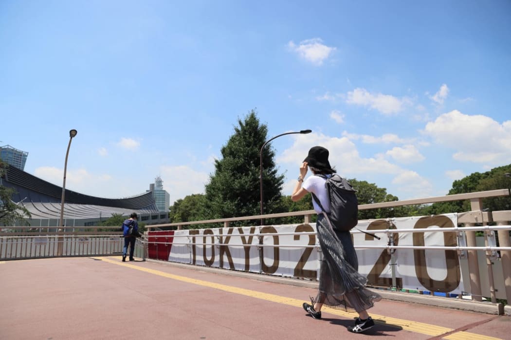Tokyo 2020 Olympic Games branding in the streets of Tokyo on July 19, 2021. - 20210719_PD6004 (Photo by Stanislav Kogiku / APA-PictureDesk / APA-PictureDesk via AFP)