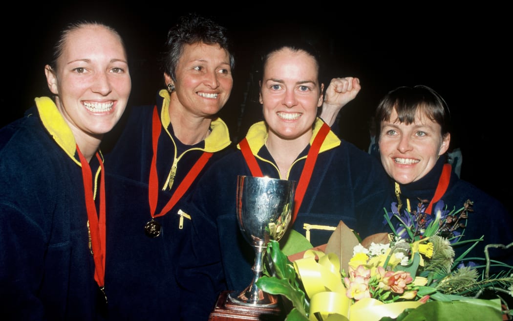Anna Rowberry, Georgina Salter, Lesley Nicol (third) and Sharon Kearney.
Copyright photo: Scott Barbour / www.photosport.co.nz