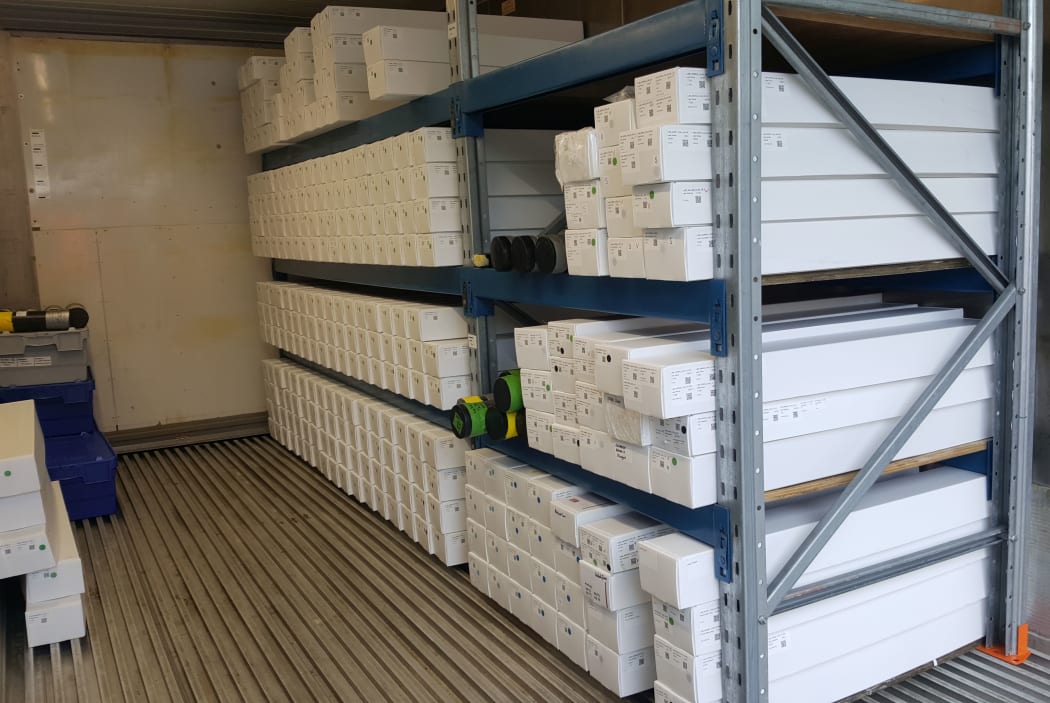 Hundreds of sediment cores are stored in special boxes in a refrigerated container at the National Isotope Centre at GNS.