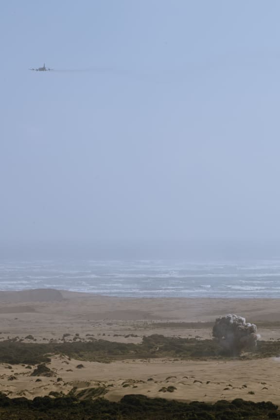 Royal New Zealand Air Force test dropping bombs.