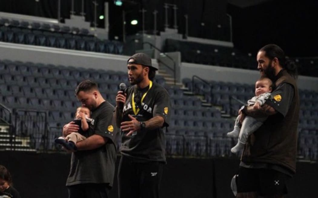 Tipene Kapa-Kingi (center) with his brothers Heemi (left) and Eru (right).