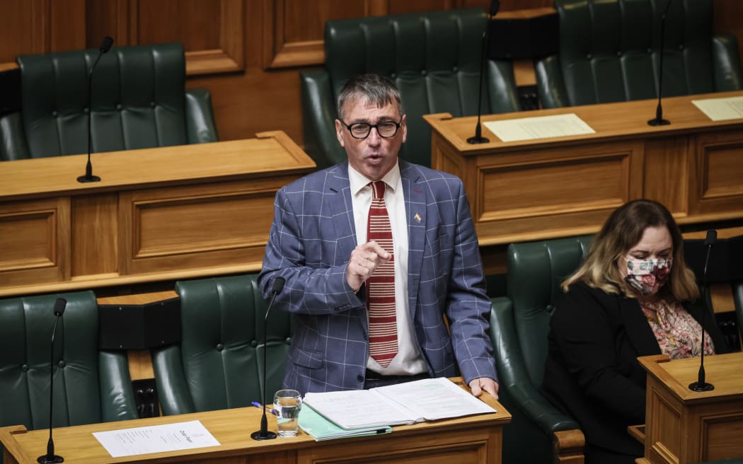 Labour MP Duncan Webb speaking in Parliament's debating chamber