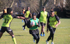 The Fiji men's sevens team training in Vancouver ahead of this weekend's HSBC SVNS tournament.