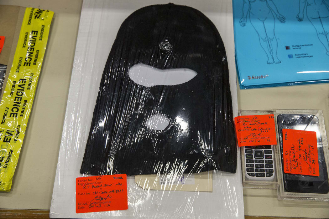 The Balaclava police allege Mr Tully used during the shooting.