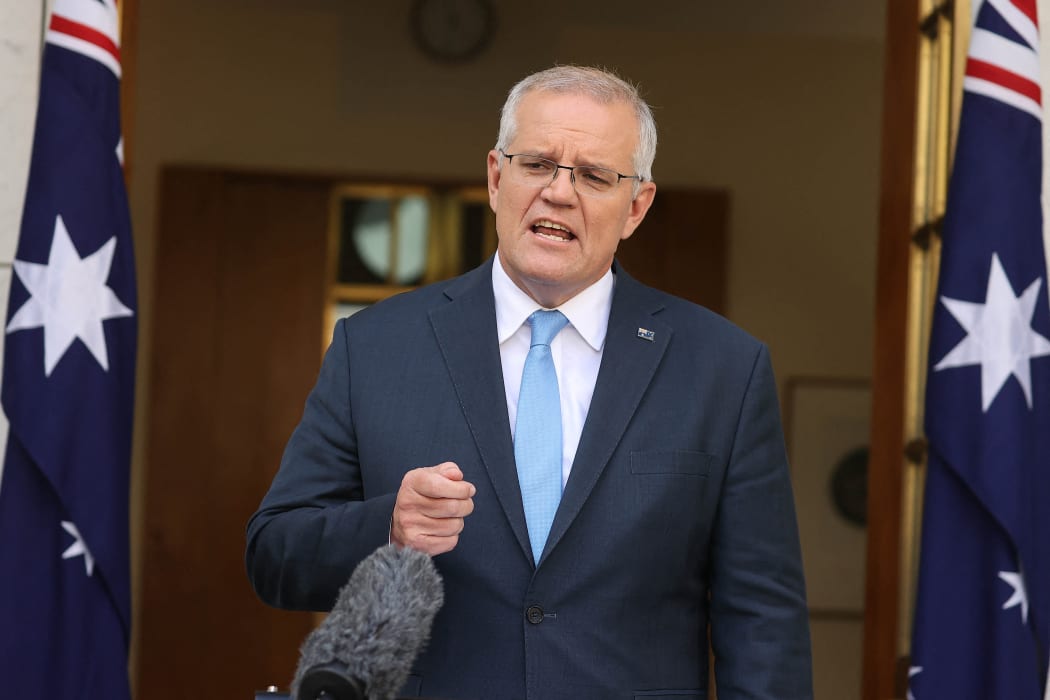Australia's Prime Minister Scott Morrison at Parliament House in Canberra on 10 April, 2022.