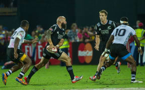 DJ Forbes in action in the third place playoff against Fiji in Dubai.