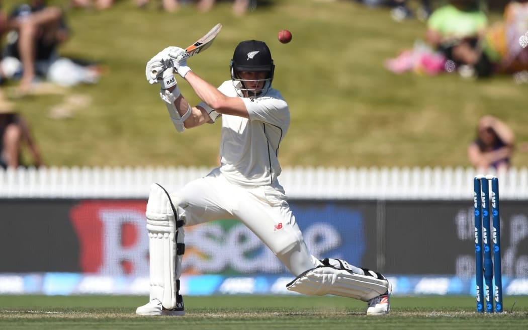 Mitchell Santner batting on day two against Sri Lanka at Seddon Park. Saturday 19 December 2015. Copyright photo: Andrew Cornaga / www.photosport.nz