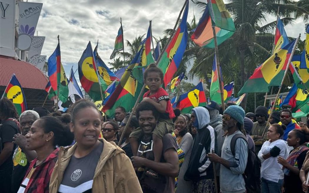 New Caledonia pro-independence rally in April 2024.