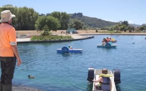 Children on the water as the Hutt Valley swelters in a heatwave.