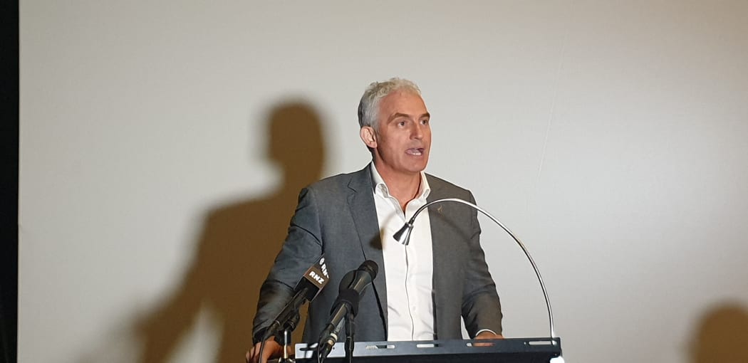Tourism Minister Stuart Nash speaks to business leaders from Franz Josef and Fox Glacier.