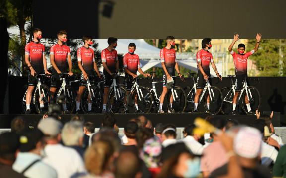 The Arkea-Samsic team at the start of the 2020 Tour de France.
