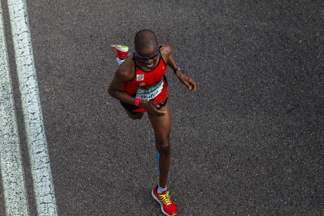 A runner battles the heat at the Comrades Marathon.