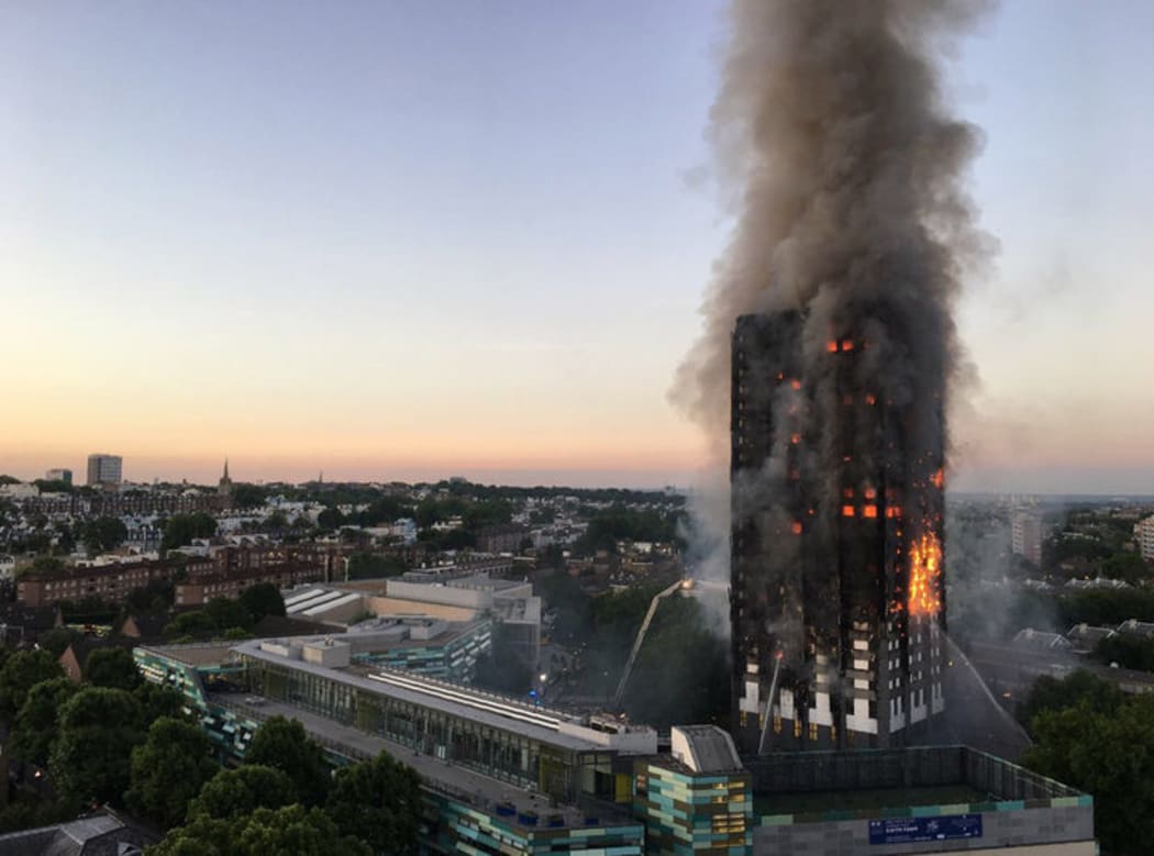 Grenfell Tower burning