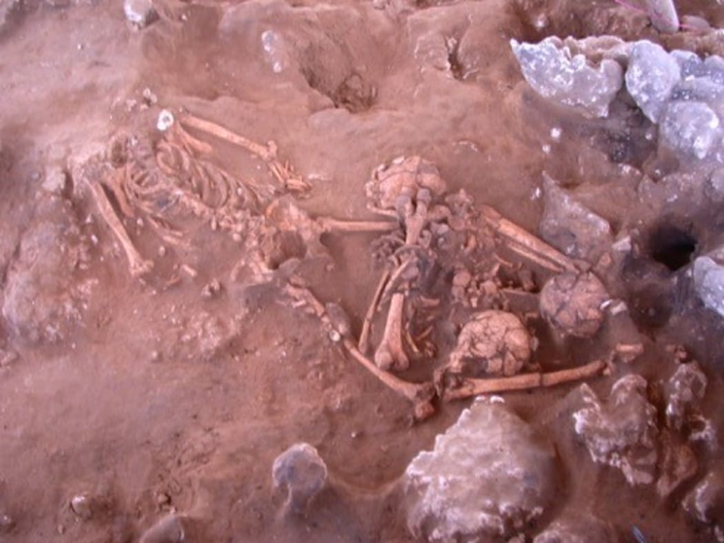 A 3,000-year-old burial in the Pacific Island nation of Vanuatu that is source of one of the ancient DNA samples.