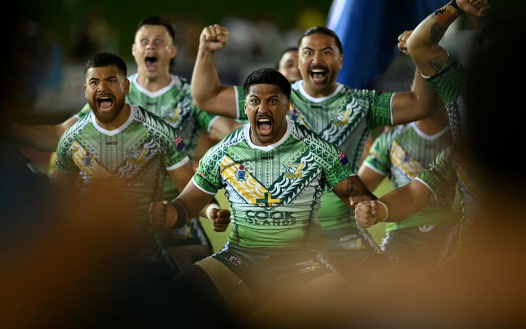 The Cook Islands rugby league men’s team at the recent Pacific Championships.