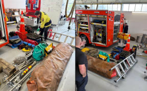 Gear that usually goes on a truck could not be fitted into the smaller storage on the new fire trucks, in a test pack at the Mt Wellington fire station in early September.